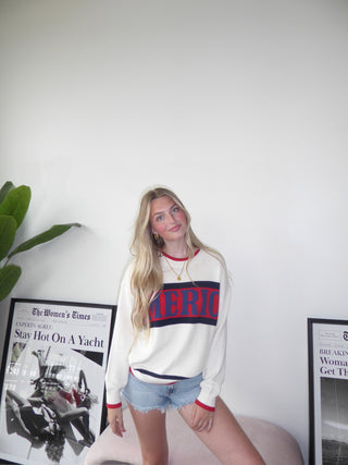 America Graphic Long Sleeve Crewneck