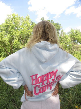 Happy Camp3r Pastel Blue Applique Hoodie