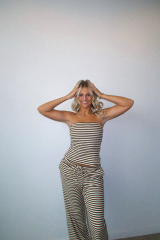 Brown Striped Cozy Pants
