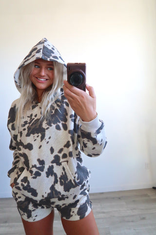Cow Print Sweat Shorts