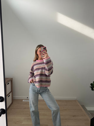 Pink Pastel Multicolor Pullover Sweater