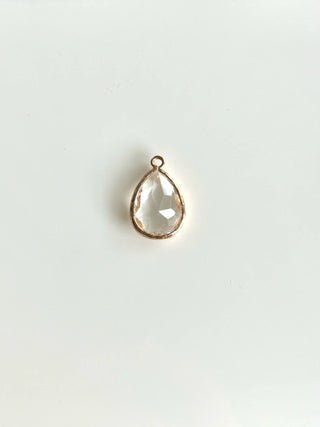 Pear Shape Transparent Gem Charm (Gold)