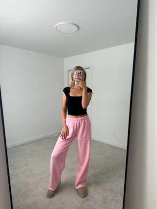 Long Blush Staple Wide Leg Sweatpants