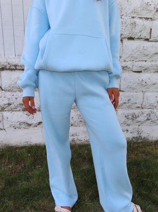 Pale Blue Staple Wide Leg Sweatpants