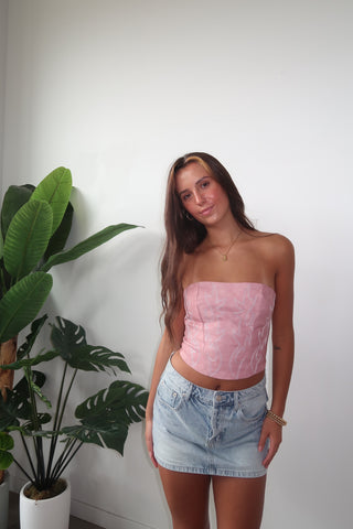 Blush Strapless Lace Up Corset
