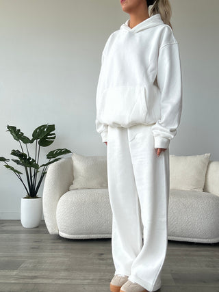 Long White Staple Wide Leg Sweatpants