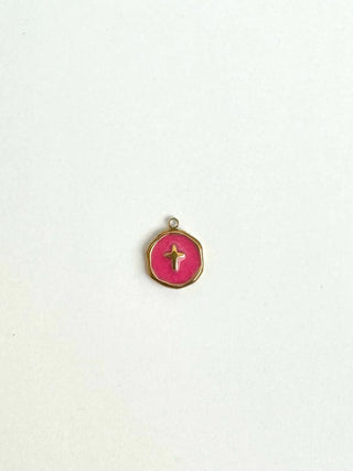 Pink Token With Cross Charm (Gold)