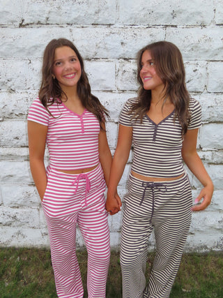 Charcoal Striped Henley T-Shirt