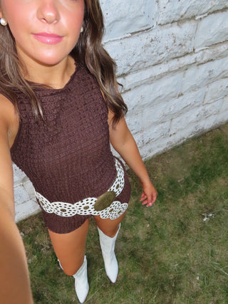 Brown Ruffle Shorts
