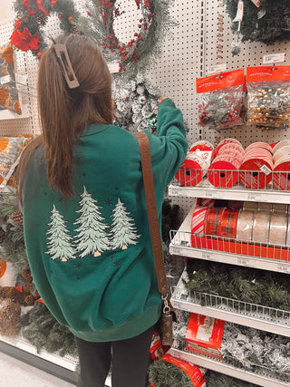 Green Christmas Tree Embroider Crewneck