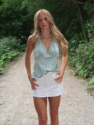 Sage Green Lace Halter Top