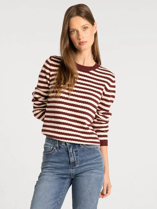 Burgundy Striped Long Sleeve Sweater