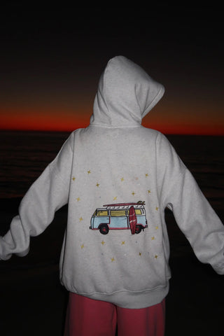 Pearl Grey Star Van Embroidered Hoodie