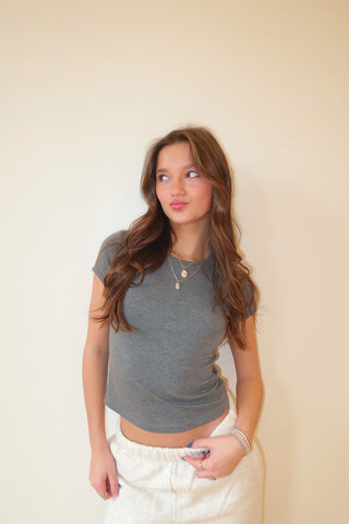 Charcoal Crew Neck Jersey T-Shirt