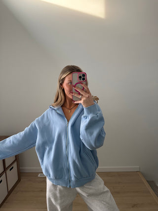 Baby Blue Staple Oversized Zip-Up Hoodie