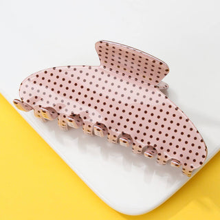 Polka Dot Oval Hair Clip |Beige