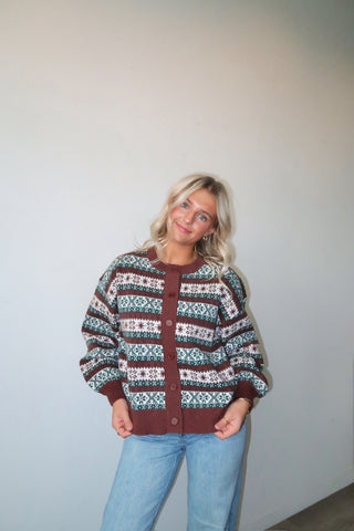 Brown & Green Christmas Pattern Sweater