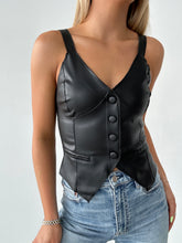 Load image into Gallery viewer, Black Faux Leather Vest
