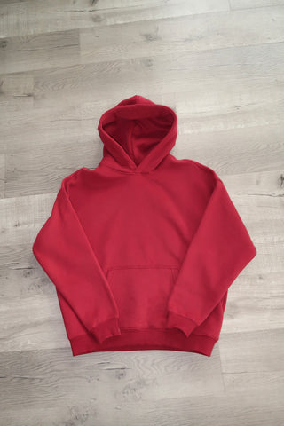Red Core Fleece Loose Hoodie