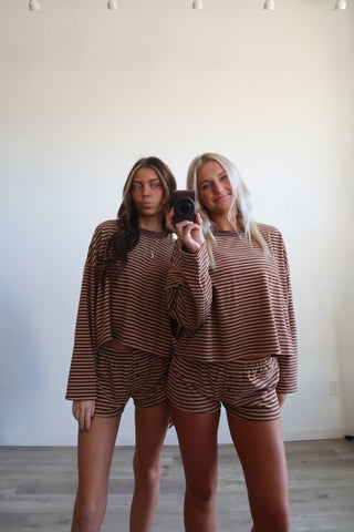 Cozy Brown Striped Shorts