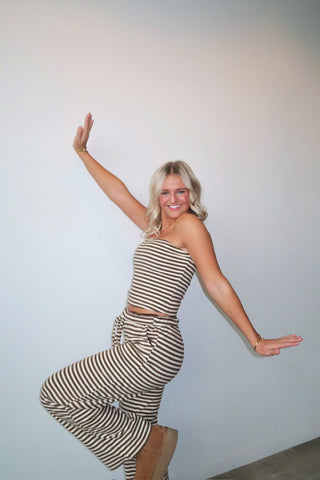 Brown Striped Cozy Pants