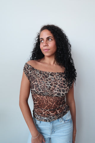 Leopard Off The Shoulder Top