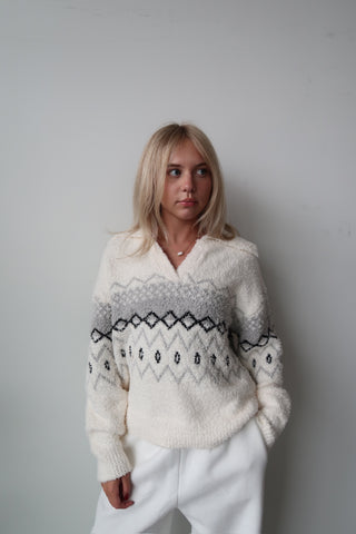 Thread & Supply Bernice Cream/Grey Sweater