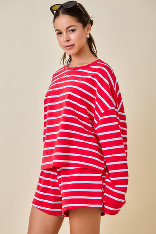 Red/Baby Blue Striped Lounge Long Sleeve