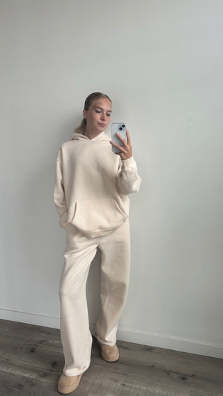 Regular Cream Staple Wide Leg Sweatpants