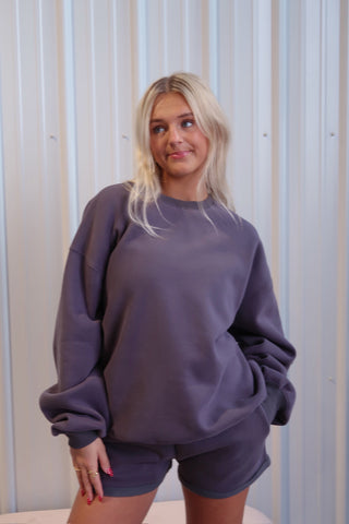 Steel Grey Staple Oversized Crewneck