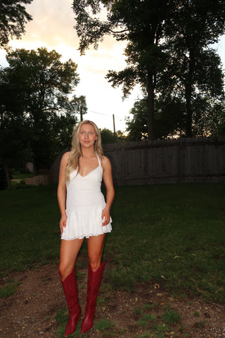 Ivory Lace Halter Mini Dress