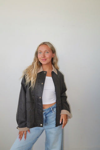 Collared Contrast Barn Jacket