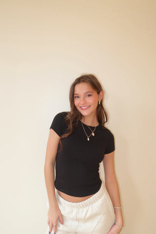 Black Crew Neck Jersey T-Shirt