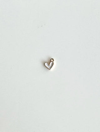 Mini Gold & White Heart Charm