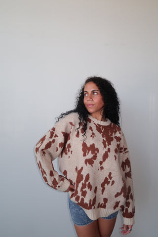 Cow Print Sweater