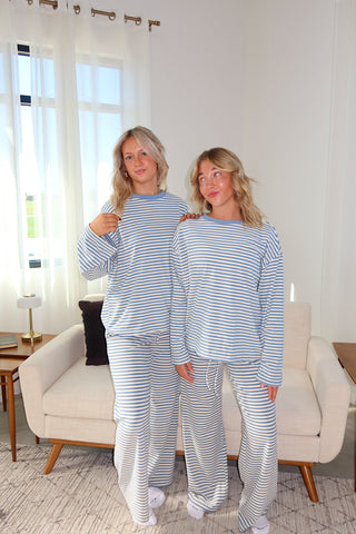Dusty Blue Striped Lounge Pants