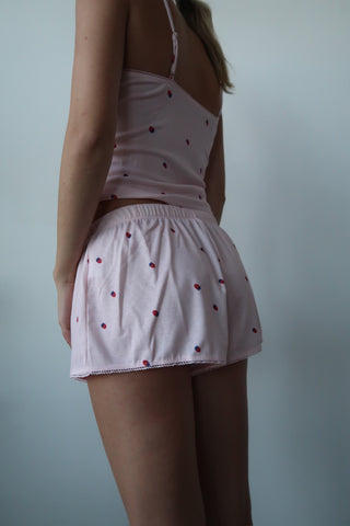 Pink Strawberry Detail Shorts