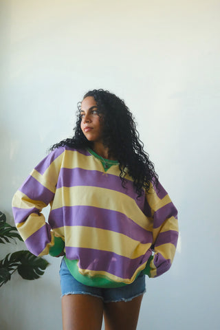 Oversized Colorblock Stripe Sweatshirt