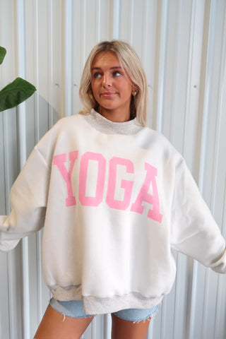 Pilates/Yoga Reversible Mock Neck Sweatshirt - Grey & Pink