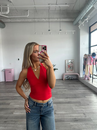 Cherry Red Silky Smooth Halter Top