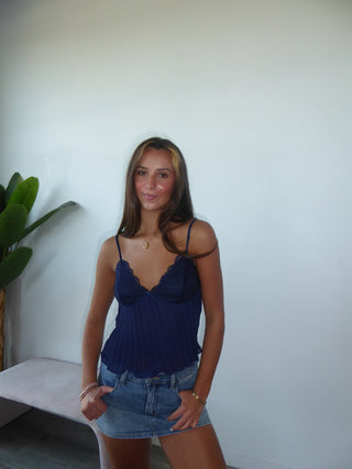 Navy Lace Cami