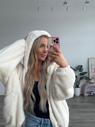 Fuzzy Hooded Zip-Up