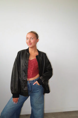 Dark Brown Faux Leather Jacket