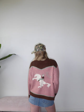 Pink & Brown Cowboy Riding Horse Zip Up