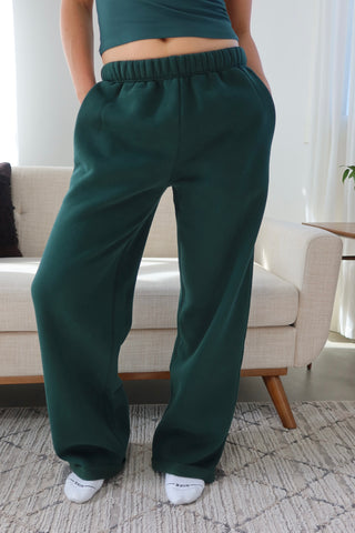 Dark Green Staple Wide Leg Sweatpants