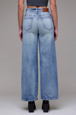 Hidden Nori Medium Wash Clean Stretch High Rise Wide Leg