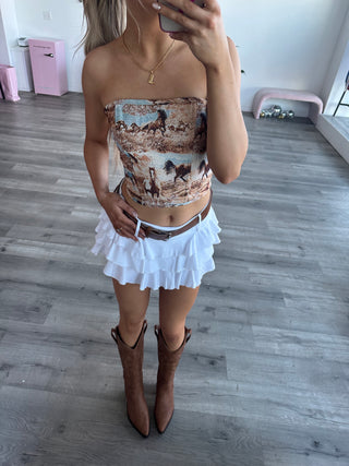 Ruffle Mini Skort With Belt