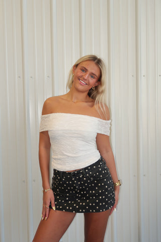 White Lace Off Shoulder Top