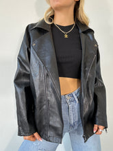 Load image into Gallery viewer, Black Faux Leather Moto Jacket
