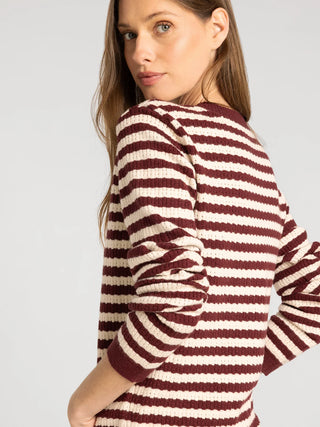 Burgundy Striped Long Sleeve Sweater